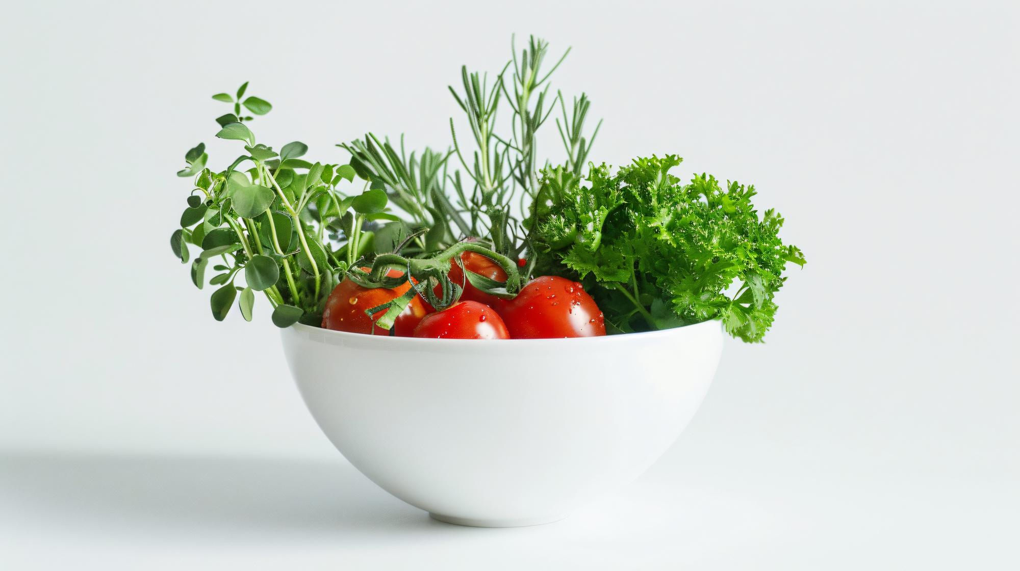 Seasonal vegetable arrangement in bowl